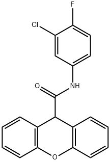 N-(3-chloro-4-fluorophenyl)-9H-xanthene-9-carboxamide 结构式