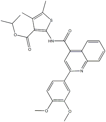 isopropyl 2-({[2-(3,4-dimethoxyphenyl)-4-quinolinyl]carbonyl}amino)-4,5-dimethyl-3-thiophenecarboxylate Structure