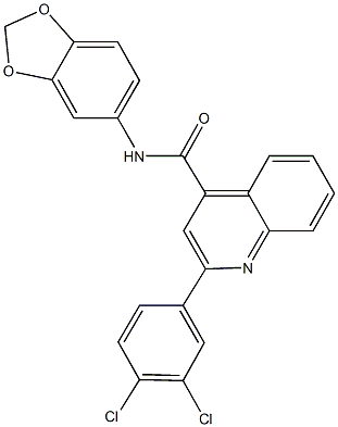 N-(1,3-benzodioxol-5-yl)-2-(3,4-dichlorophenyl)-4-quinolinecarboxamide 化学構造式