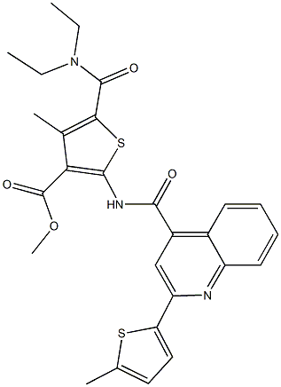 methyl 5-[(diethylamino)carbonyl]-4-methyl-2-({[2-(5-methyl-2-thienyl)-4-quinolinyl]carbonyl}amino)-3-thiophenecarboxylate,313387-00-7,结构式
