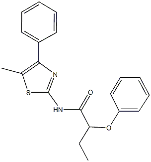 N-(5-methyl-4-phenyl-1,3-thiazol-2-yl)-2-phenoxybutanamide 化学構造式