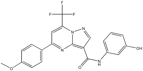 N-(3-hydroxyphenyl)-5-(4-methoxyphenyl)-7-(trifluoromethyl)pyrazolo[1,5-a]pyrimidine-3-carboxamide 结构式