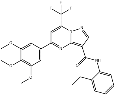 N-(2-ethylphenyl)-7-(trifluoromethyl)-5-(3,4,5-trimethoxyphenyl)pyrazolo[1,5-a]pyrimidine-3-carboxamide 结构式