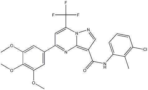 N-(3-chloro-2-methylphenyl)-7-(trifluoromethyl)-5-(3,4,5-trimethoxyphenyl)pyrazolo[1,5-a]pyrimidine-3-carboxamide,313388-83-9,结构式