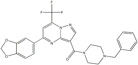 5-(1,3-benzodioxol-5-yl)-3-[(4-benzyl-1-piperazinyl)carbonyl]-7-(trifluoromethyl)pyrazolo[1,5-a]pyrimidine Structure