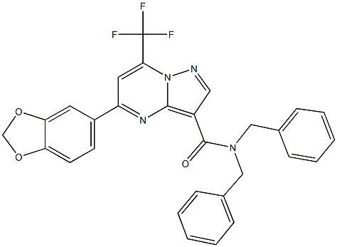 5-(1,3-benzodioxol-5-yl)-N,N-dibenzyl-7-(trifluoromethyl)pyrazolo[1,5-a]pyrimidine-3-carboxamide Structure