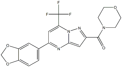 5-(1,3-benzodioxol-5-yl)-2-(4-morpholinylcarbonyl)-7-(trifluoromethyl)pyrazolo[1,5-a]pyrimidine Struktur