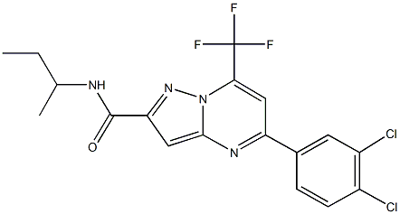 N-(sec-butyl)-5-(3,4-dichlorophenyl)-7-(trifluoromethyl)pyrazolo[1,5-a]pyrimidine-2-carboxamide 化学構造式