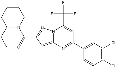 5-(3,4-dichlorophenyl)-2-[(2-ethyl-1-piperidinyl)carbonyl]-7-(trifluoromethyl)pyrazolo[1,5-a]pyrimidine Struktur