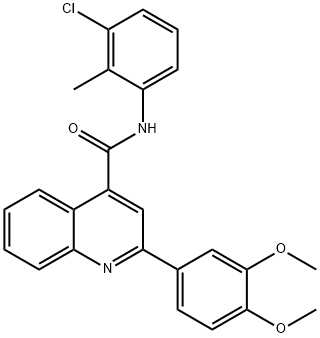 N-(3-chloro-2-methylphenyl)-2-(3,4-dimethoxyphenyl)-4-quinolinecarboxamide 化学構造式