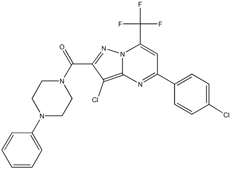 3-chloro-5-(4-chlorophenyl)-2-[(4-phenyl-1-piperazinyl)carbonyl]-7-(trifluoromethyl)pyrazolo[1,5-a]pyrimidine,313396-19-9,结构式