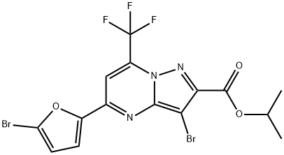 isopropyl 3-bromo-5-(5-bromo-2-furyl)-7-(trifluoromethyl)pyrazolo[1,5-a]pyrimidine-2-carboxylate Structure