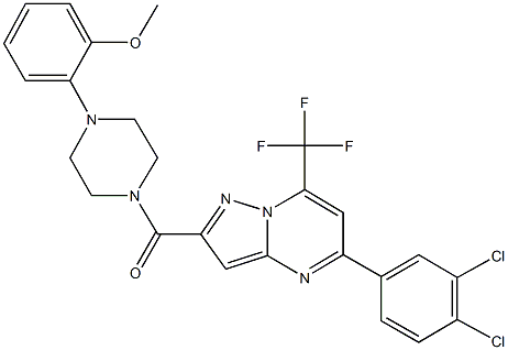 2-(4-{[5-(3,4-dichlorophenyl)-7-(trifluoromethyl)pyrazolo[1,5-a]pyrimidin-2-yl]carbonyl}-1-piperazinyl)phenyl methyl ether 化学構造式