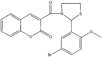 3-{[2-(5-bromo-2-methoxyphenyl)-1,3-thiazolidin-3-yl]carbonyl}-2H-chromen-2-one Structure