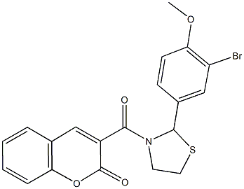 3-{[2-(3-bromo-4-methoxyphenyl)-1,3-thiazolidin-3-yl]carbonyl}-2H-chromen-2-one 结构式