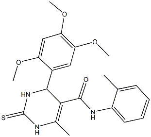 6-methyl-N-(2-methylphenyl)-2-thioxo-4-(2,4,5-trimethoxyphenyl)-1,2,3,4-tetrahydro-5-pyrimidinecarboxamide Structure