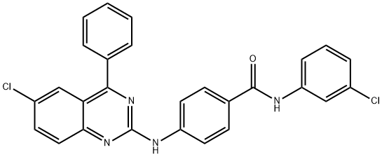 N-(3-chlorophenyl)-4-[(6-chloro-4-phenylquinazolin-2-yl)amino]benzamide 结构式