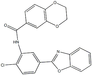 N-[5-(1,3-benzoxazol-2-yl)-2-chlorophenyl]-2,3-dihydro-1,4-benzodioxine-6-carboxamide Struktur