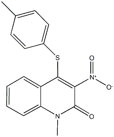 3-nitro-1-methyl-4-[(4-methylphenyl)sulfanyl]quinolin-2(1H)-one 化学構造式