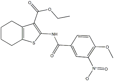 ethyl 2-({3-nitro-4-methoxybenzoyl}amino)-4,5,6,7-tetrahydro-1-benzothiophene-3-carboxylate Struktur