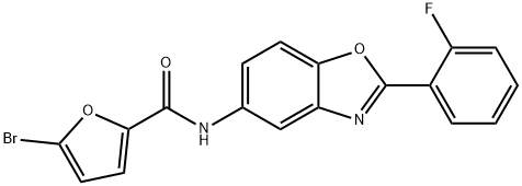 5-bromo-N-[2-(2-fluorophenyl)-1,3-benzoxazol-5-yl]-2-furamide,313483-58-8,结构式