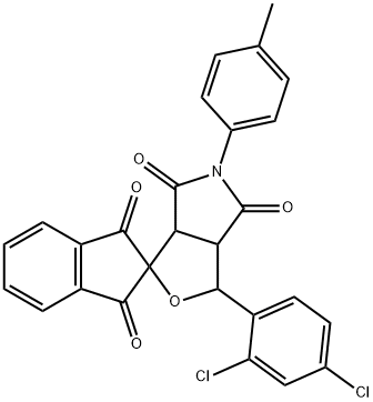 1-(2,4-dichlorophenyl)-5-(4-methylphenyl)-3a,6a-dihydrosprio[1H-furo[3,4-c]pyrrole-3,2'-(1'H)-indene]-1',3',4,6(2'H,3H,5H)-tetrone Struktur