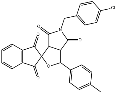 5-(4-chlorobenzyl)-1-(4-methylphenyl)-3a,6a-dihydrospiro[1H-furo[3,4-c]pyrrole-3,2'-(1'H)-indene]-1',3',4,6(2'H,3H,5H)-tetrone,313507-24-3,结构式