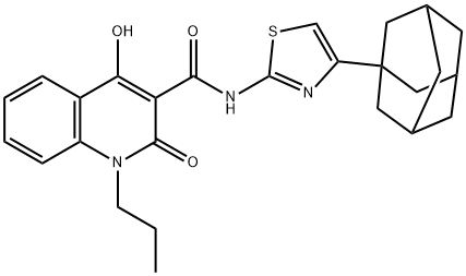 N-[4-(1-adamantyl)-1,3-thiazol-2-yl]-4-hydroxy-2-oxo-1-propyl-1,2-dihydro-3-quinolinecarboxamide Struktur