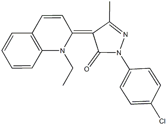 2-(4-chlorophenyl)-4-(1-ethyl-2(1H)-quinolinylidene)-5-methyl-2,4-dihydro-3H-pyrazol-3-one,313522-23-5,结构式