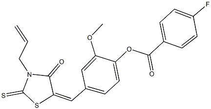 4-[(3-allyl-4-oxo-2-thioxo-1,3-thiazolidin-5-ylidene)methyl]-2-methoxyphenyl 4-fluorobenzoate Struktur