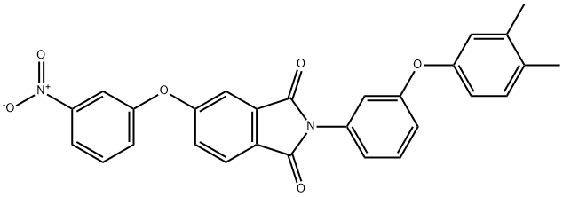2-[3-(3,4-dimethylphenoxy)phenyl]-5-{3-nitrophenoxy}-1H-isoindole-1,3(2H)-dione 化学構造式