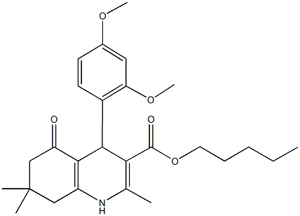 pentyl 4-[2,4-bis(methyloxy)phenyl]-2,7,7-trimethyl-5-oxo-1,4,5,6,7,8-hexahydroquinoline-3-carboxylate Structure