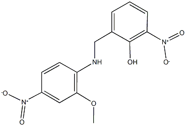 2-nitro-6-({4-nitro-2-methoxyanilino}methyl)phenol 化学構造式