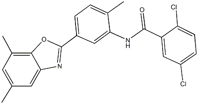 2,5-dichloro-N-[5-(5,7-dimethyl-1,3-benzoxazol-2-yl)-2-methylphenyl]benzamide Structure