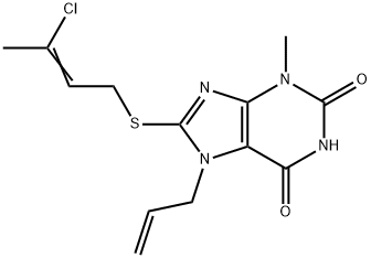 7-allyl-8-[(3-chloro-2-butenyl)sulfanyl]-3-methyl-3,7-dihydro-1H-purine-2,6-dione Structure