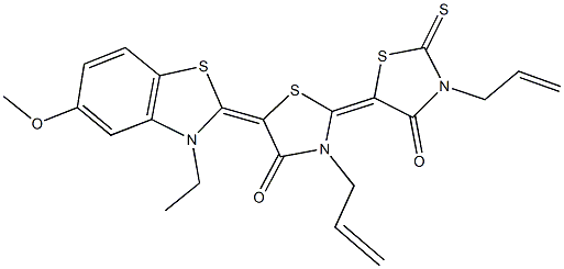 3,3'-diallyl-5-(3-ethyl-5-methoxy-1,3-benzothiazol-2(3H)-ylidene)-2'-thioxo-2,5'-bis[1,3-thiazolidin-2-ylidene]-4,4'-dione Structure