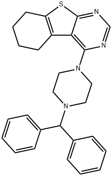 4-(4-benzhydryl-1-piperazinyl)-5,6,7,8-tetrahydro[1]benzothieno[2,3-d]pyrimidine Struktur