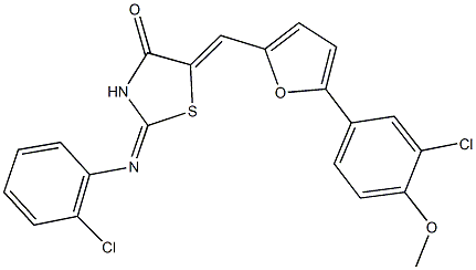 313663-36-4 5-{[5-(3-chloro-4-methoxyphenyl)-2-furyl]methylene}-2-[(2-chlorophenyl)imino]-1,3-thiazolidin-4-one