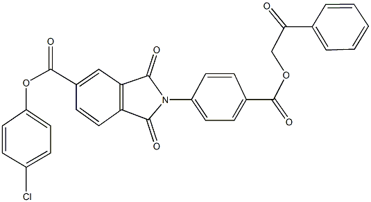 4-chlorophenyl 1,3-dioxo-2-{4-[(2-oxo-2-phenylethoxy)carbonyl]phenyl}-5-isoindolinecarboxylate 化学構造式