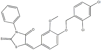 5-{4-[(2,4-dichlorobenzyl)oxy]-3-methoxybenzylidene}-3-phenyl-2-thioxo-1,3-thiazolidin-4-one Struktur