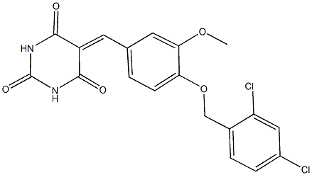 5-{4-[(2,4-dichlorobenzyl)oxy]-3-methoxybenzylidene}-2,4,6(1H,3H,5H)-pyrimidinetrione,313665-81-5,结构式