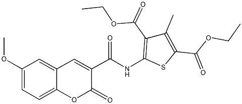 diethyl 5-{[(6-methoxy-2-oxo-2H-chromen-3-yl)carbonyl]amino}-3-methyl-2,4-thiophenedicarboxylate,313667-07-1,结构式