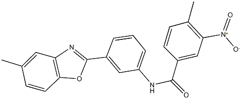 3-nitro-4-methyl-N-[3-(5-methyl-1,3-benzoxazol-2-yl)phenyl]benzamide 化学構造式