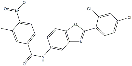 N-[2-(2,4-dichlorophenyl)-1,3-benzoxazol-5-yl]-4-nitro-3-methylbenzamide,313667-76-4,结构式