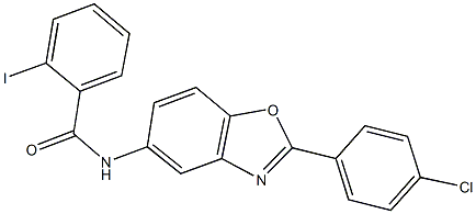 N-[2-(4-chlorophenyl)-1,3-benzoxazol-5-yl]-2-iodobenzamide 化学構造式