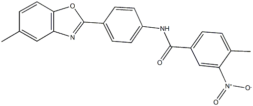 3-nitro-4-methyl-N-[4-(5-methyl-1,3-benzoxazol-2-yl)phenyl]benzamide,313684-86-5,结构式