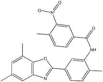 N-[5-(5,7-dimethyl-1,3-benzoxazol-2-yl)-2-methylphenyl]-3-nitro-4-methylbenzamide 化学構造式