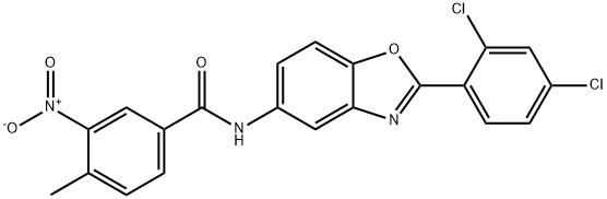 N-[2-(2,4-dichlorophenyl)-1,3-benzoxazol-5-yl]-3-nitro-4-methylbenzamide 结构式