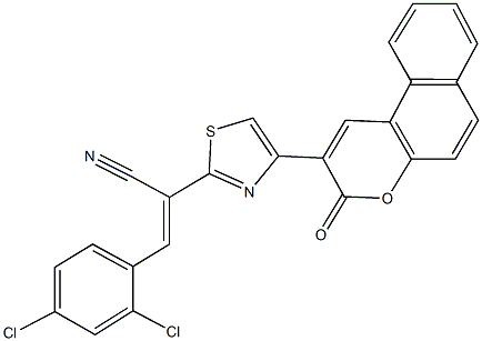 3-(2,4-dichlorophenyl)-2-[4-(3-oxo-3H-benzo[f]chromen-2-yl)-1,3-thiazol-2-yl]acrylonitrile Struktur