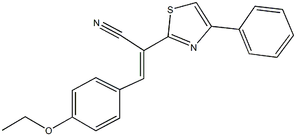 3-(4-ethoxyphenyl)-2-(4-phenyl-1,3-thiazol-2-yl)acrylonitrile 结构式